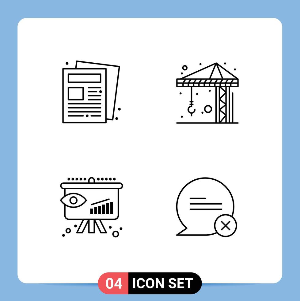 Universal Icon Symbols Group of 4 Modern Filledline Flat Colors of news insight routine crain chat Editable Vector Design Elements