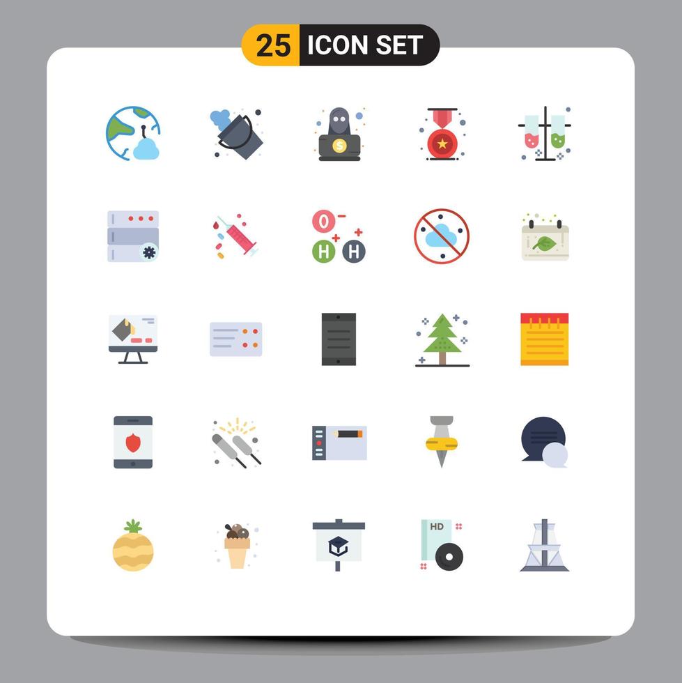 Set of 25 Modern UI Icons Symbols Signs for lab test tubes education tool badge robbery Editable Vector Design Elements
