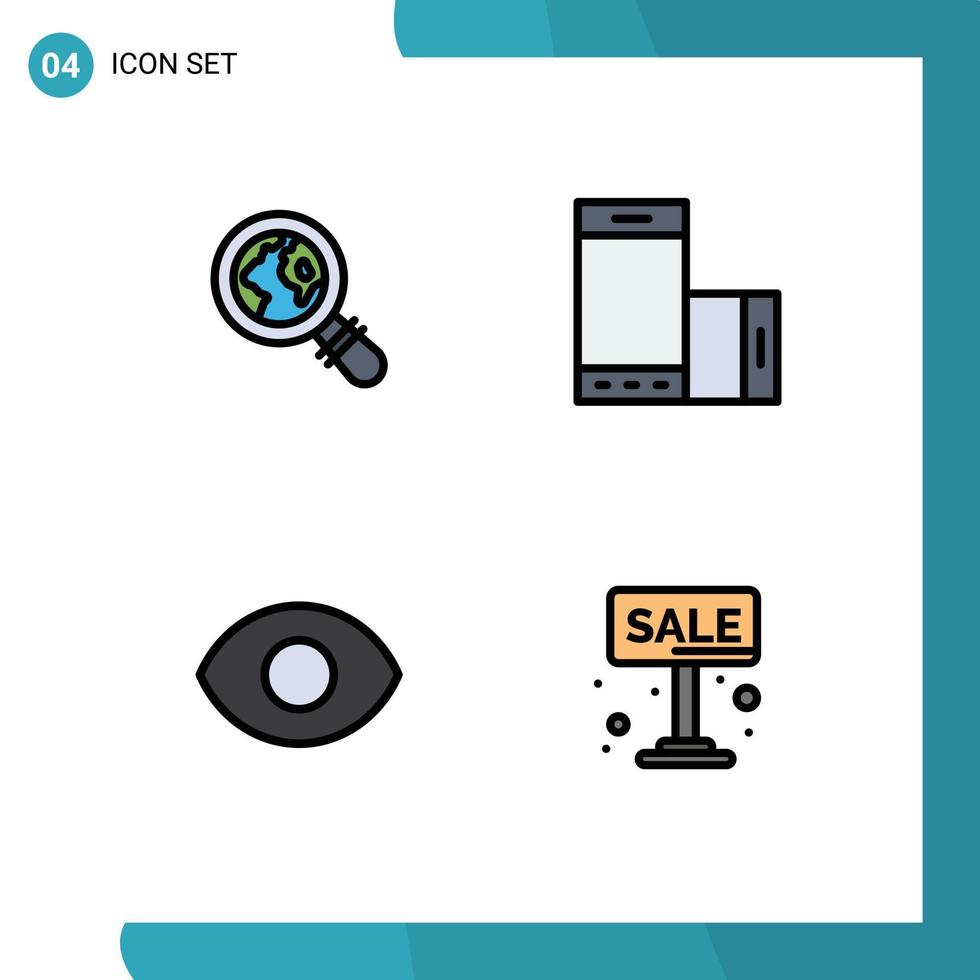 Set of 4 Modern UI Icons Symbols Signs for ecommerce view device rotate advertise Editable Vector Design Elements