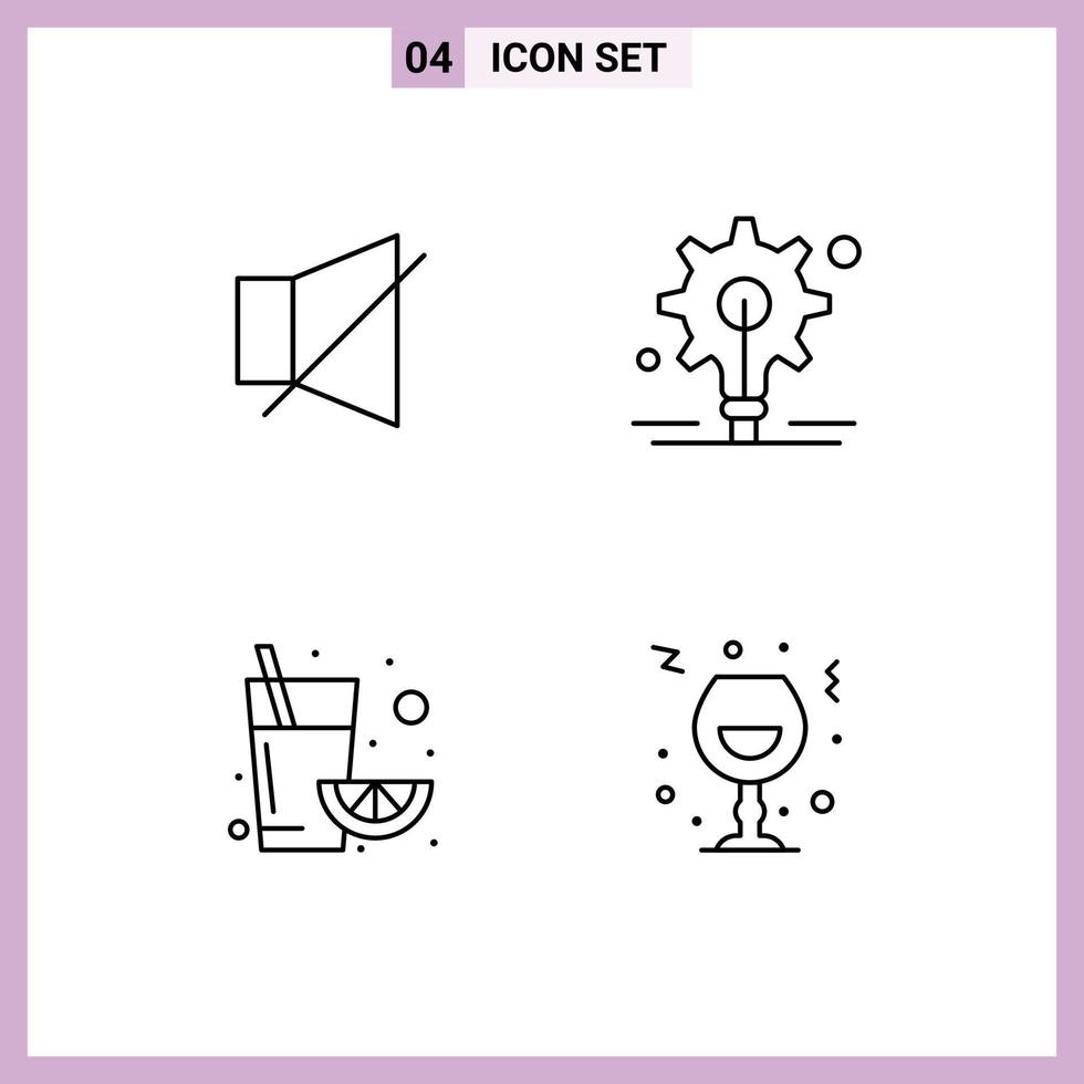 4 Universal Filledline Flat Colors Set for Web and Mobile Applications bell orange twitter idea glass Editable Vector Design Elements