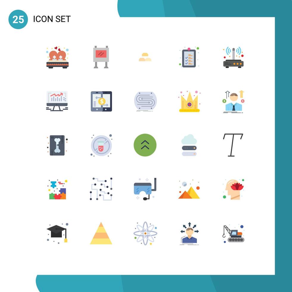25 Universal Flat Colors Set for Web and Mobile Applications shipping list poster check income Editable Vector Design Elements