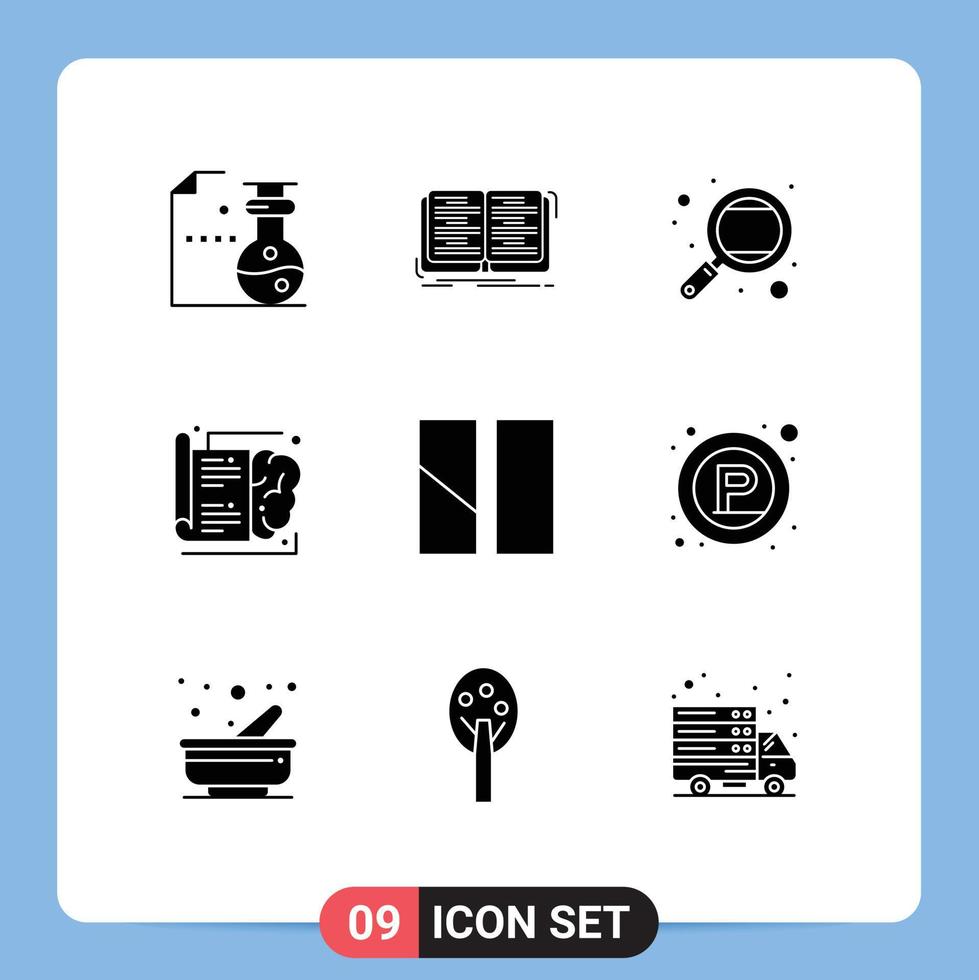 Solid Glyph Pack of 9 Universal Symbols of editing knowledge knowledge brain study Editable Vector Design Elements