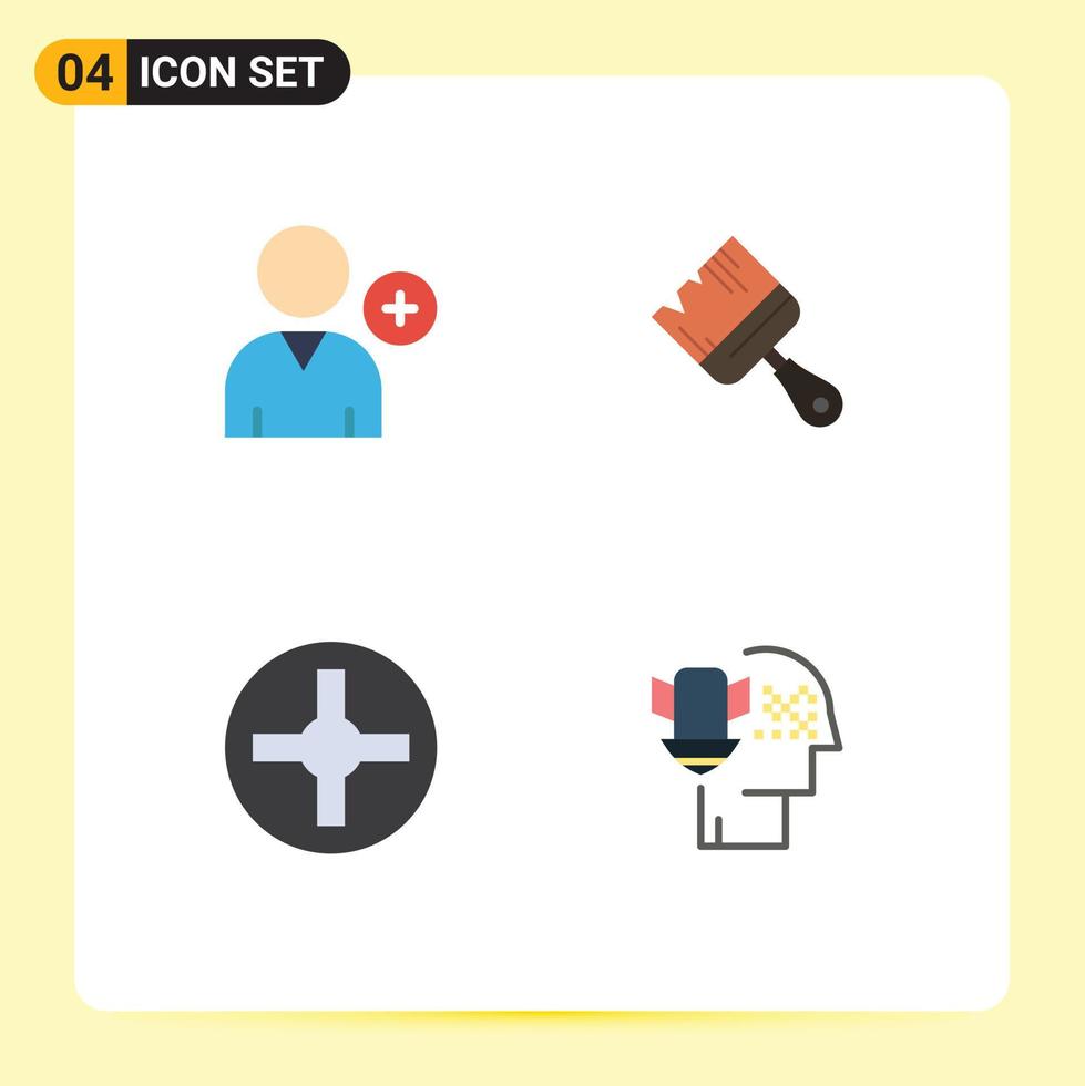 Group of 4 Modern Flat Icons Set for follow screwdriver brush paint personal Editable Vector Design Elements