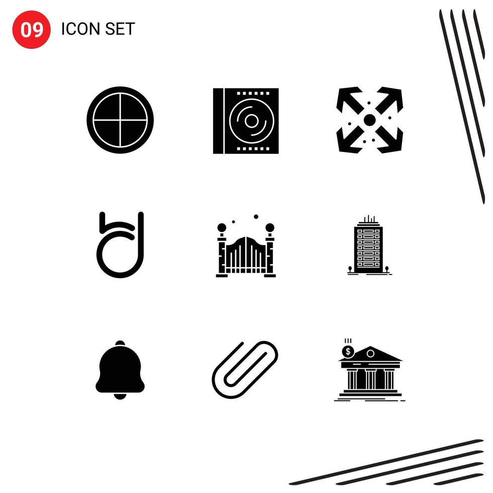 Stock Vector Icon Pack of 9 Line Signs and Symbols for city crypto digital coin maximize Editable Vector Design Elements