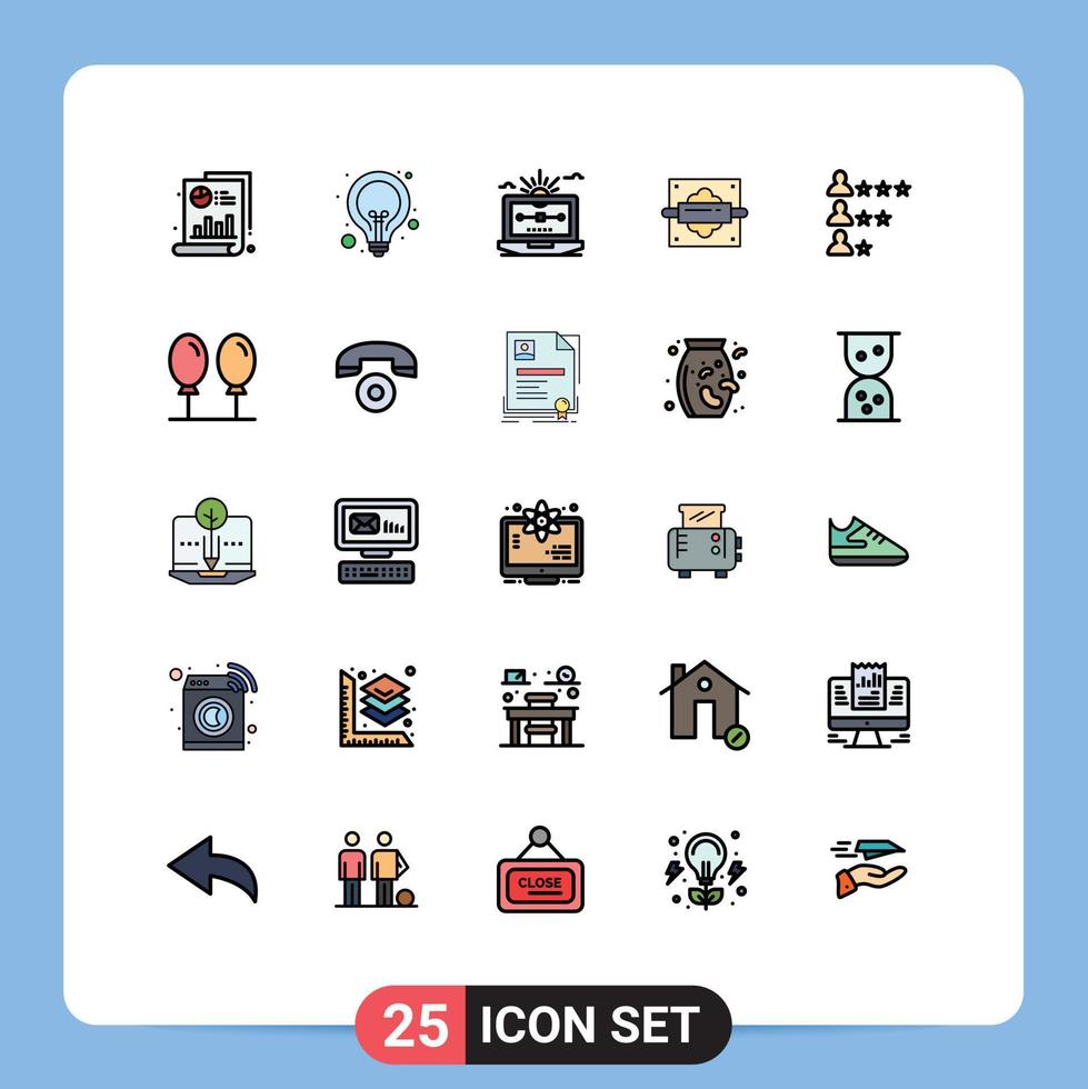 25 Creative Icons Modern Signs and Symbols of kitchen pin web rolling computer Editable Vector Design Elements