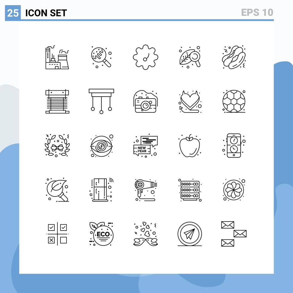 Pictogram Set of 25 Simple Lines of computer food patterson hot dog leaf Editable Vector Design Elements