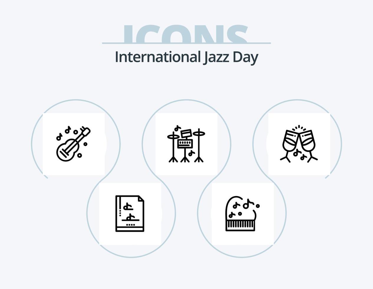 International Jazz Day Line Icon Pack 5 Icon Design. . note. music. music. music vector