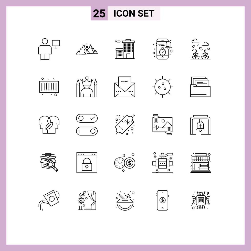 Set of 25 Vector Lines on Grid for news smartphone nature notification corporation Editable Vector Design Elements