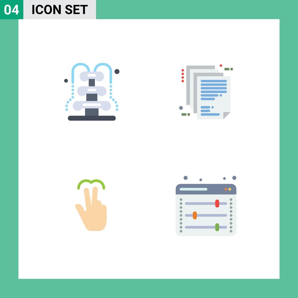 Pack of 4 Modern Flat Icons Signs and Symbols for Web Print Media such as fountain gestures water enterprise architecture mobile Editable Vector Design Elements