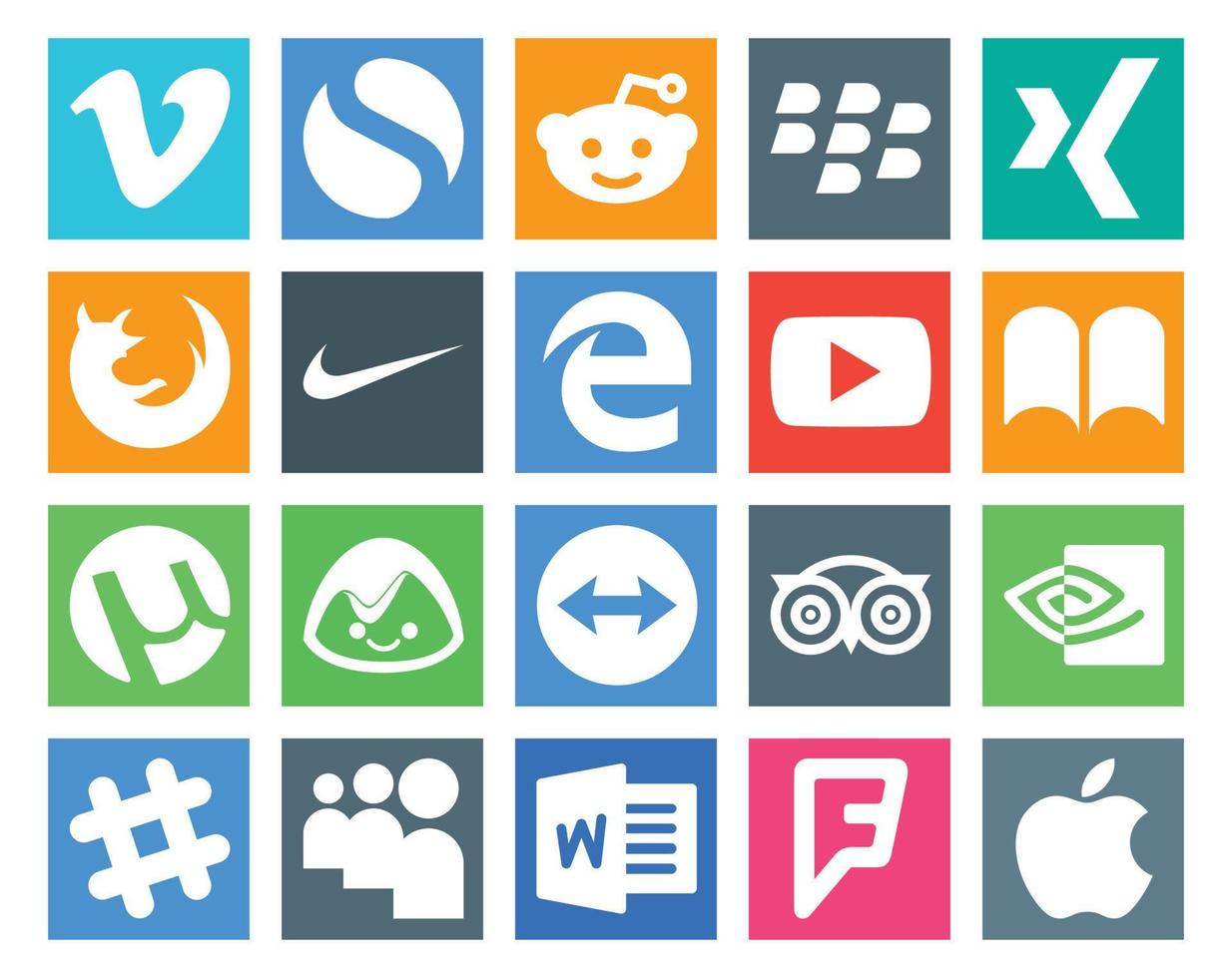 20 Social Media Icon Pack Including travel teamviewer nike basecamp ibooks vector