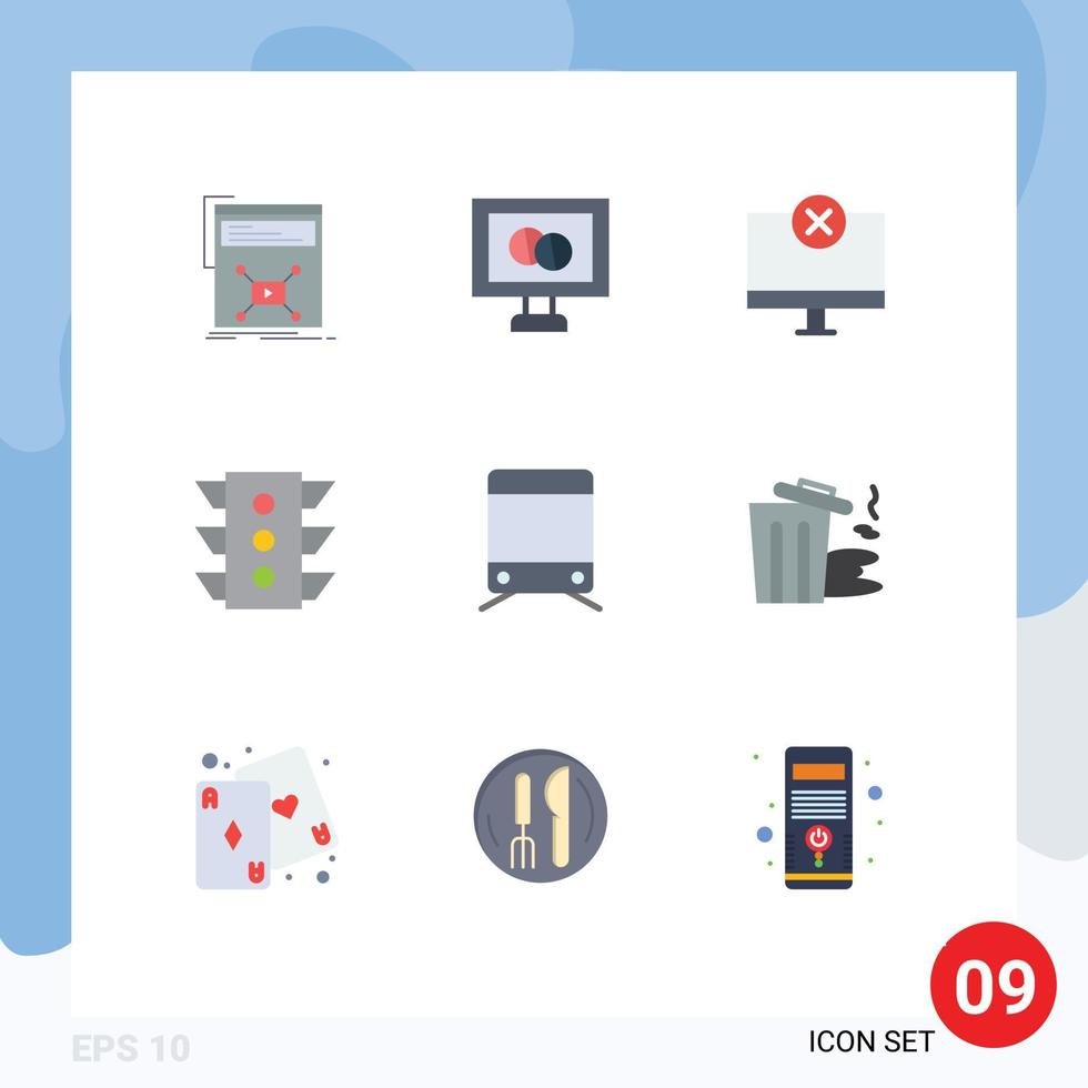 User Interface Pack of 9 Basic Flat Colors of rule signal computers traffic monitor Editable Vector Design Elements