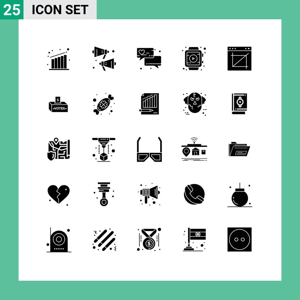 Universal Icon Symbols Group of 25 Modern Solid Glyphs of bribe web contact image crop app Editable Vector Design Elements