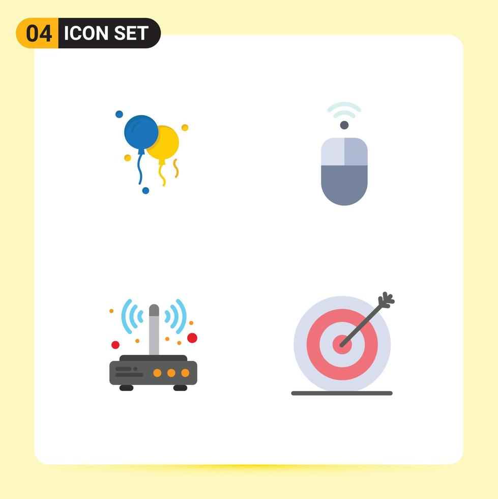 4 Universal Flat Icons Set for Web and Mobile Applications balloons connection hardware modem creative Editable Vector Design Elements