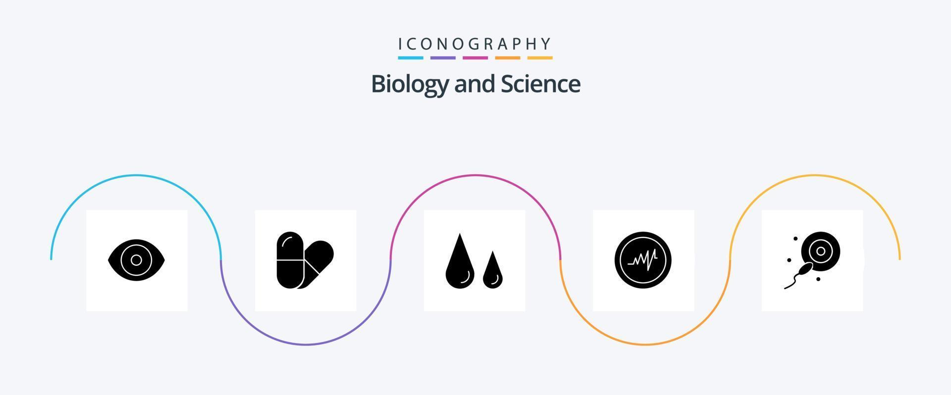 Biology Glyph 5 Icon Pack Including . lab. bio. fertilization vector