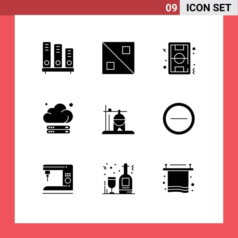 Universal Icon Symbols Group of 9 Modern Solid Glyphs of healthcare storage football server game Editable Vector Design Elements