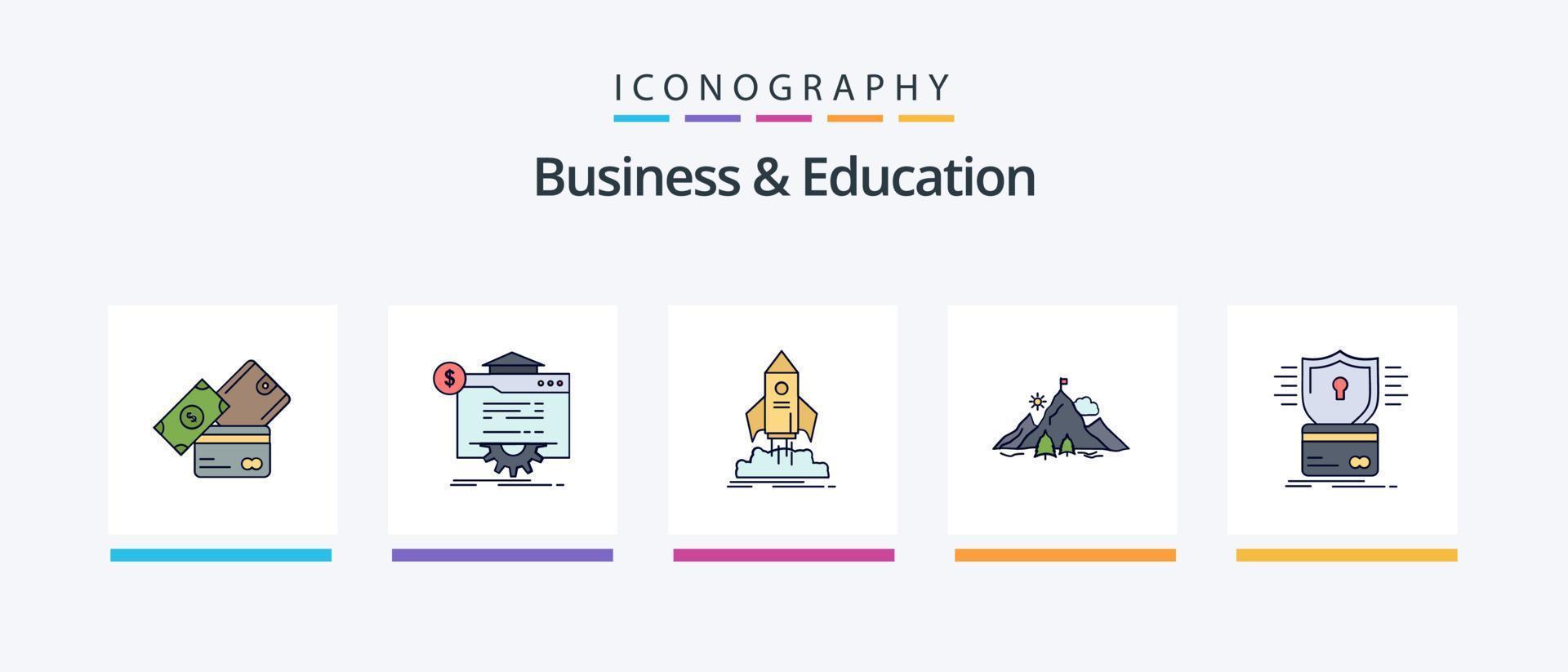 Business And Education Line Filled 5 Icon Pack Including market. shop. dollar. certificate. business. Creative Icons Design vector