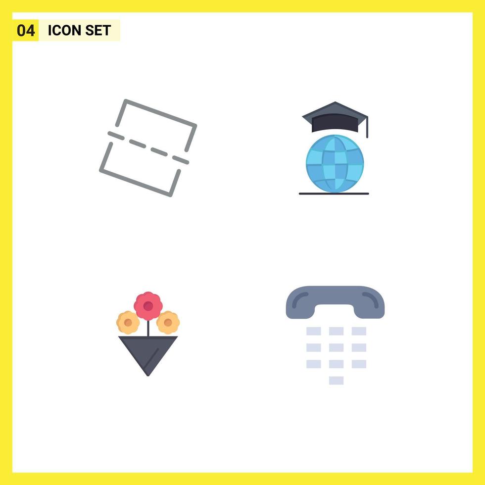 Pack of 4 creative Flat Icons of image call globe graduation contact Editable Vector Design Elements