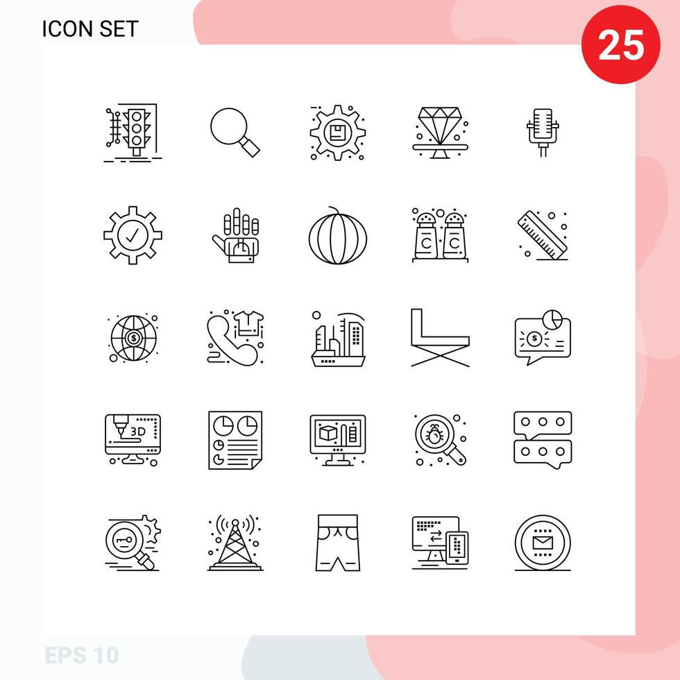 25 Thematic Vector Lines and Editable Symbols of present diamond search premium preferences Editable Vector Design Elements