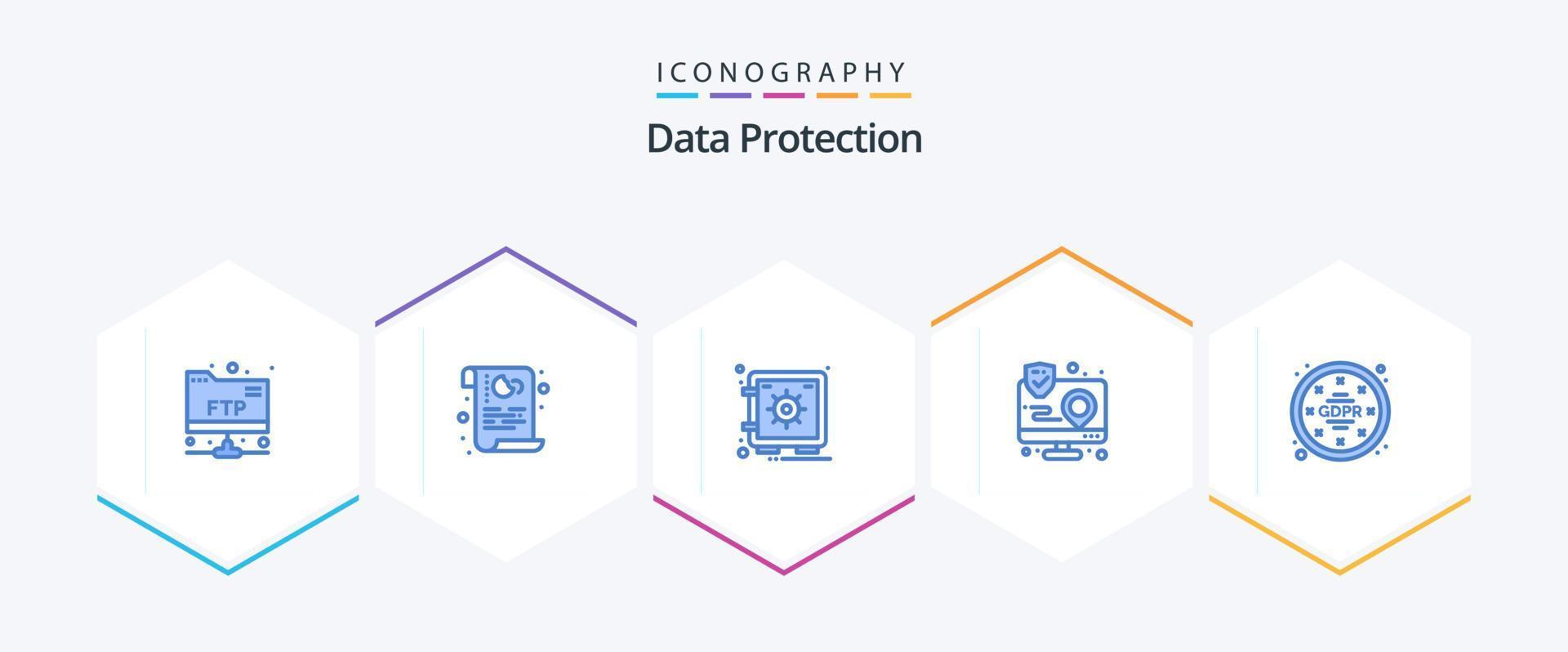 datos proteccion 25 azul icono paquete incluso gdpr. interfaz. armario. interacción. acción vector