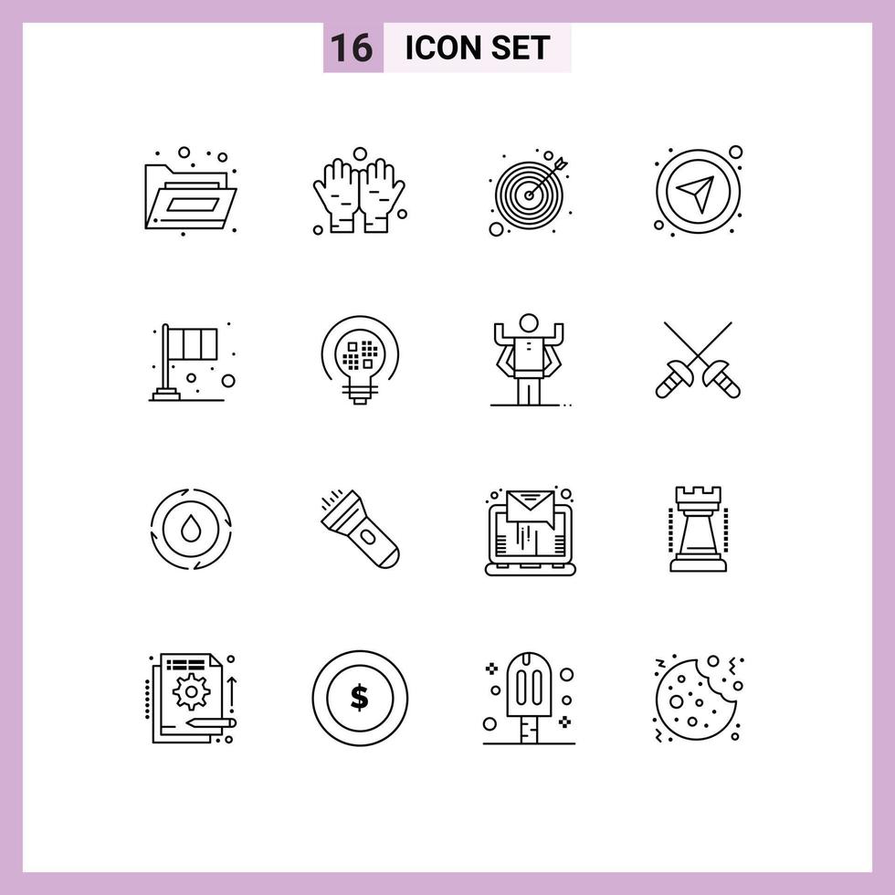 Modern Set of 16 Outlines and symbols such as irish festival target day gps Editable Vector Design Elements