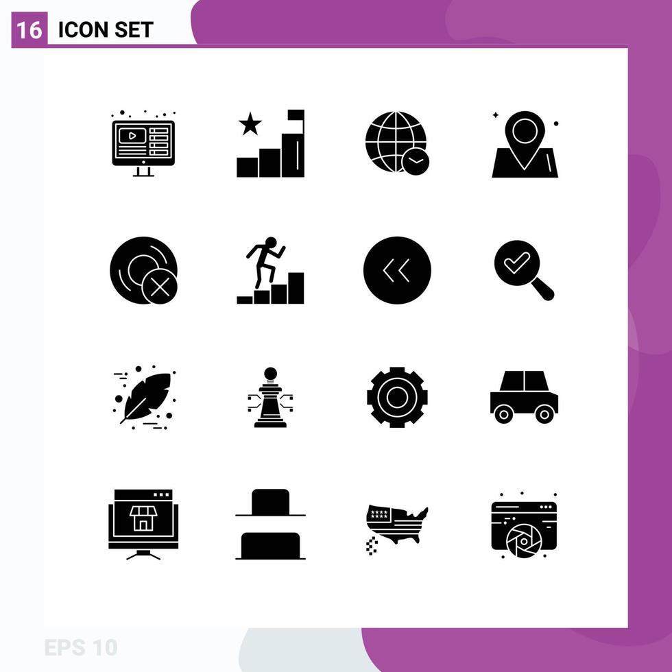 Mobile Interface Solid Glyph Set of 16 Pictograms of devices world globe way location Editable Vector Design Elements