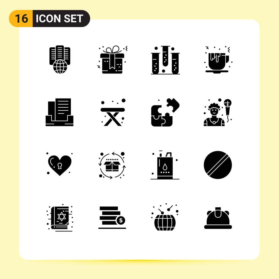 Stock Vector Icon Pack of 16 Line Signs and Symbols for email fast food blood tea health Editable Vector Design Elements
