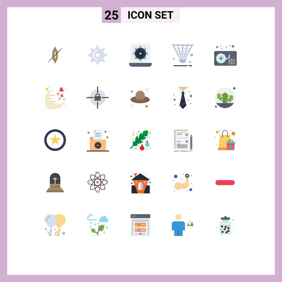 25 Flat Color concept for Websites Mobile and Apps sport shuttle computer cock setting Editable Vector Design Elements