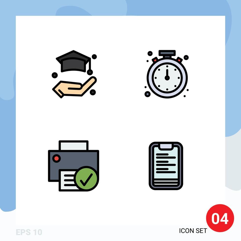 Set of 4 Modern UI Icons Symbols Signs for education connected alarm mobile gadget Editable Vector Design Elements