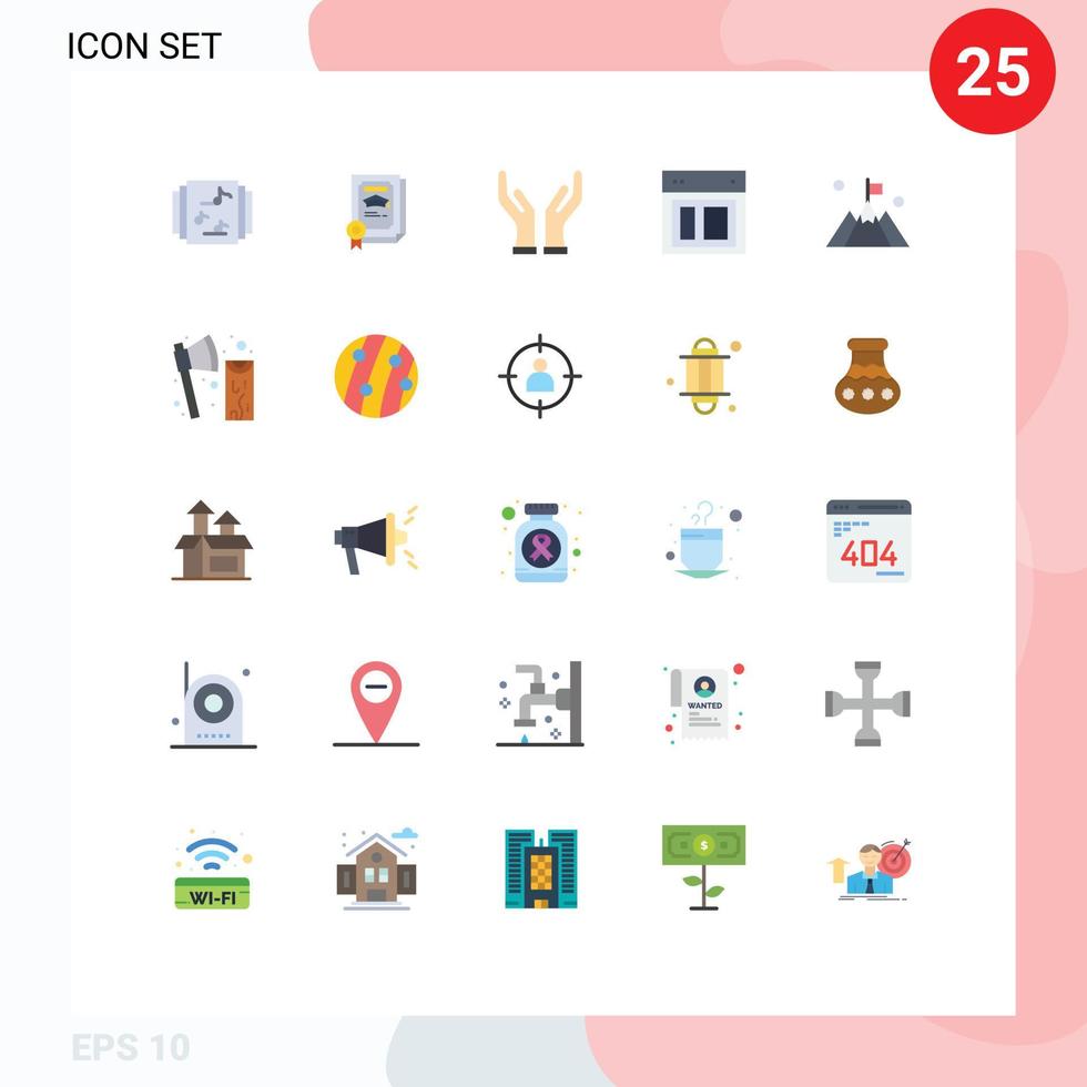 Pack of 25 creative Flat Colors of mountain flag caring website site Editable Vector Design Elements