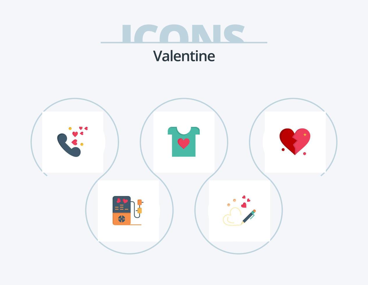 Valentine Flat Icon Pack 5 Icon Design. heart. phone. love. love. valentines vector