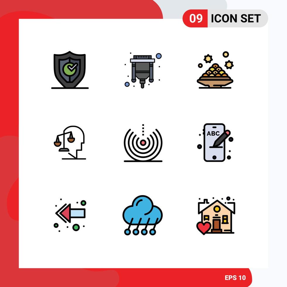 Universal Icon Symbols Group of 9 Modern Filledline Flat Colors of integrity equilibrium hdmi balance ramadan Editable Vector Design Elements