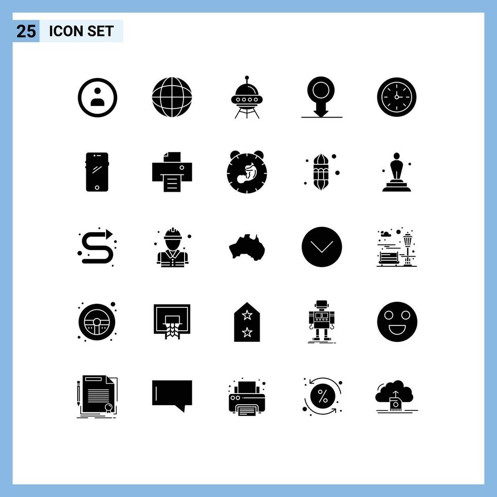 pictograma conjunto de 25 sencillo sólido glifos de teléfono educación Embarcacion alarma masculino editable vector diseño elementos