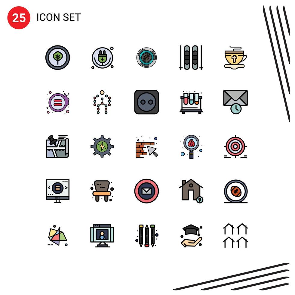 Universal Icon Symbols Group of 25 Modern Filled line Flat Colors of sport ice complexity maze labyrinth Editable Vector Design Elements