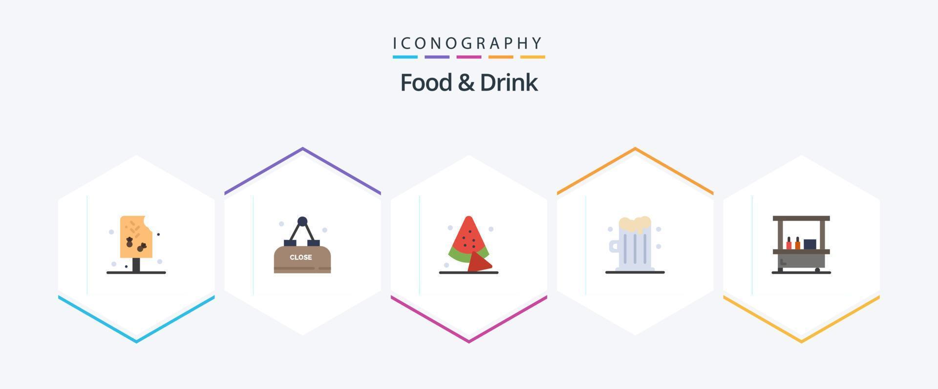 Food And Drink 25 Flat icon pack including . drink. close. beer. drink vector