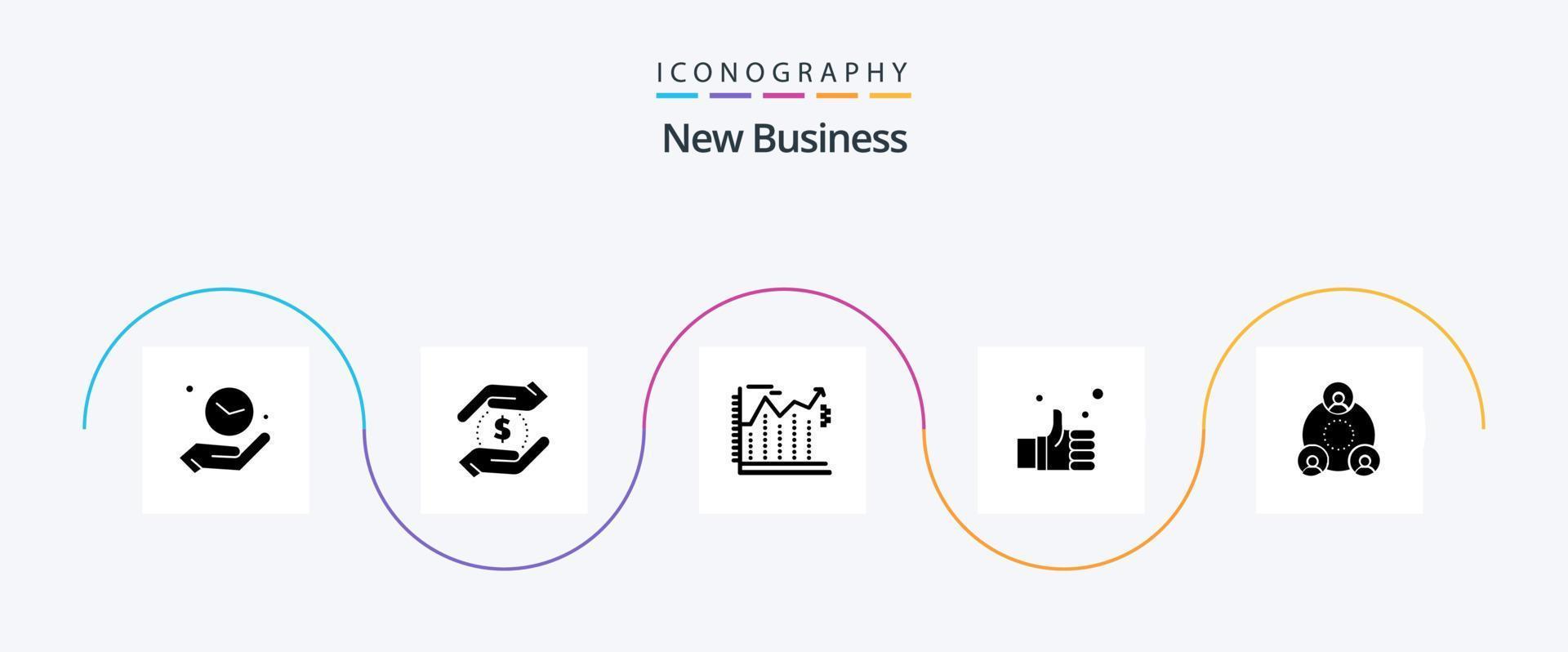 New Business Glyph 5 Icon Pack Including finger . hand . economics. banking vector