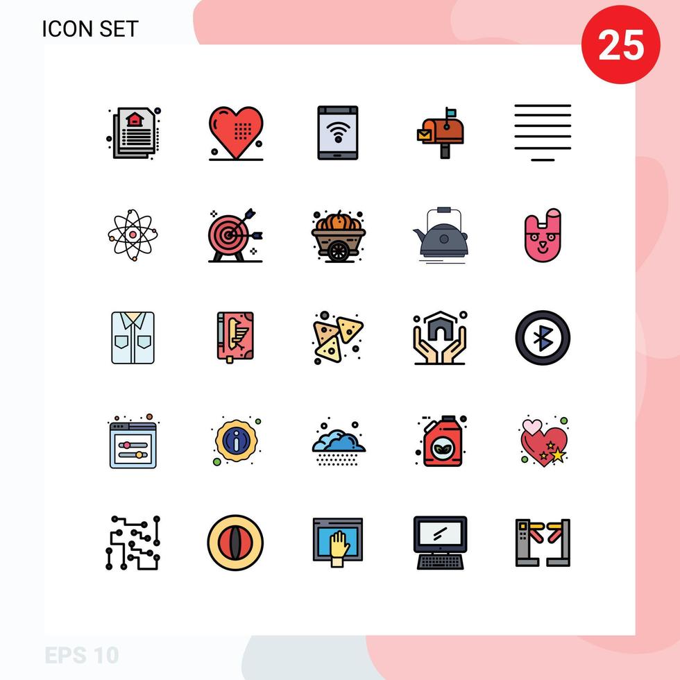 25 Creative Icons Modern Signs and Symbols of align mail box connection post smartphone Editable Vector Design Elements