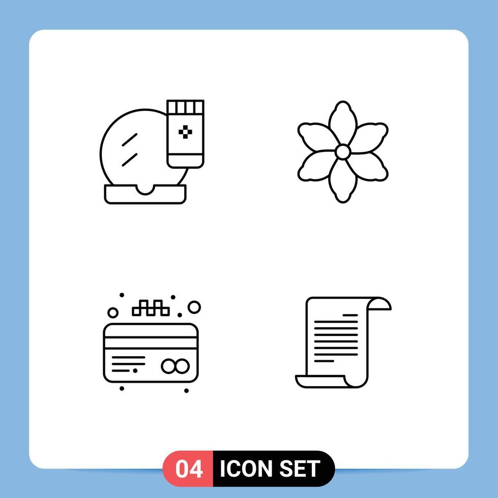 Set of 4 Modern UI Icons Symbols Signs for face base card makeover nature file Editable Vector Design Elements