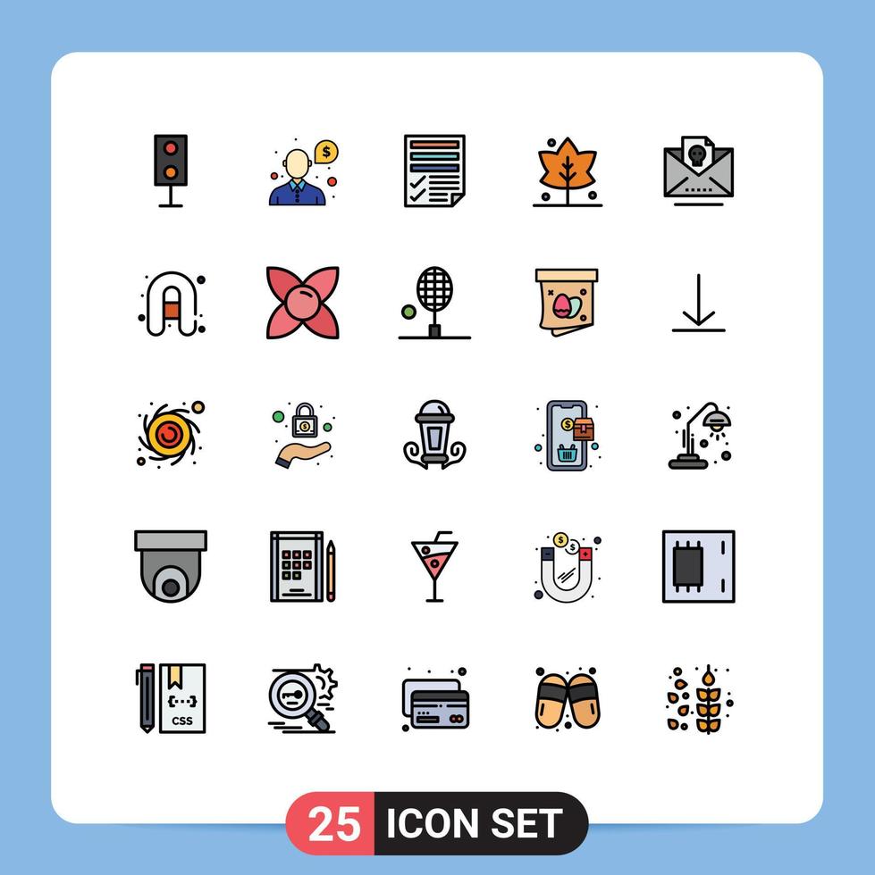 Set of 25 Modern UI Icons Symbols Signs for dead thanks support leaf paper Editable Vector Design Elements