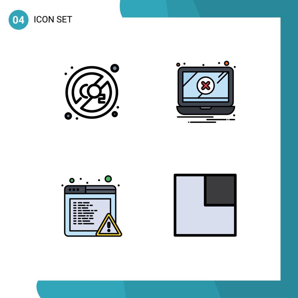 Universal Icon Symbols Group of 4 Modern Filledline Flat Colors of co browser disable problem expand Editable Vector Design Elements