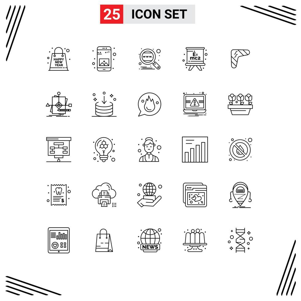 Set of 25 Modern UI Icons Symbols Signs for education blackboard mobile formula search Editable Vector Design Elements