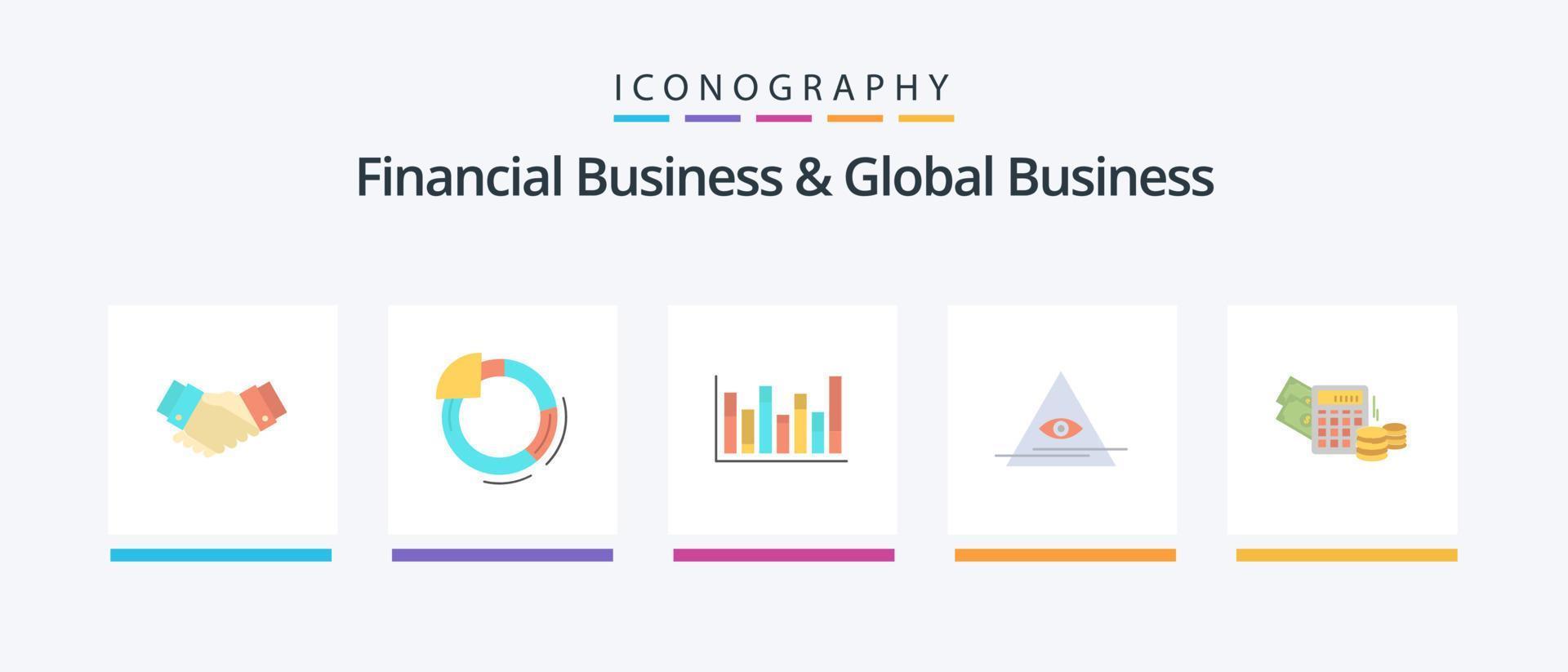 financiero negocio y global negocio plano 5 5 icono paquete incluso triángulo. iluminati. cuadro. ojo. abajo. creativo íconos diseño vector