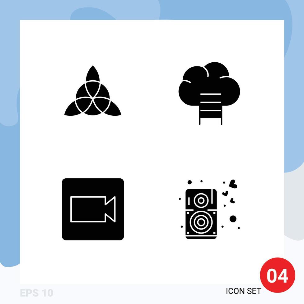 Stock Vector Icon Pack of 4 Line Signs and Symbols for celtic heart business camera music Editable Vector Design Elements