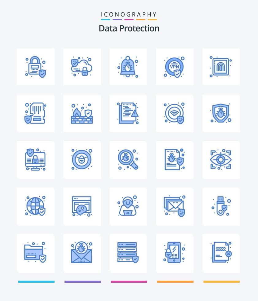 Creative Data Protection 25 Blue icon pack  Such As security. finger. bell. crime. security vector