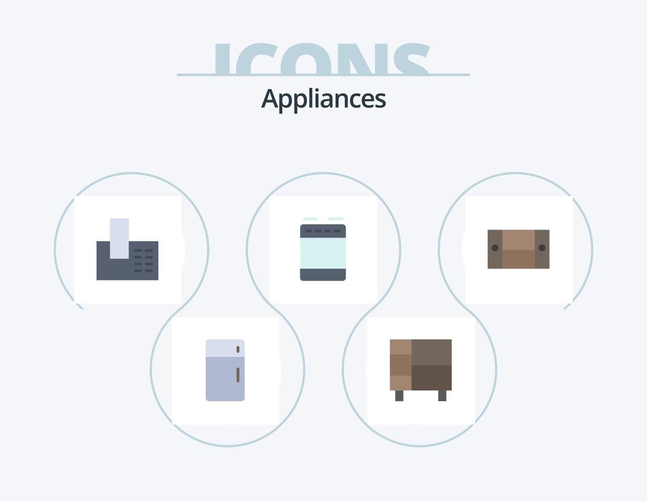 accesorios plano icono paquete 5 5 icono diseño. horno. gas. casa. accesorios. hogar vector