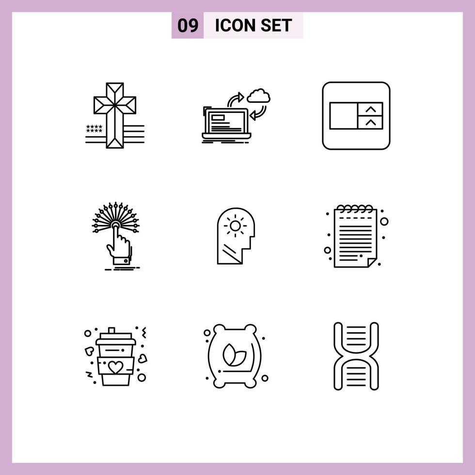 Modern Set of 9 Outlines Pictograph of control analytic form digital touch Editable Vector Design Elements