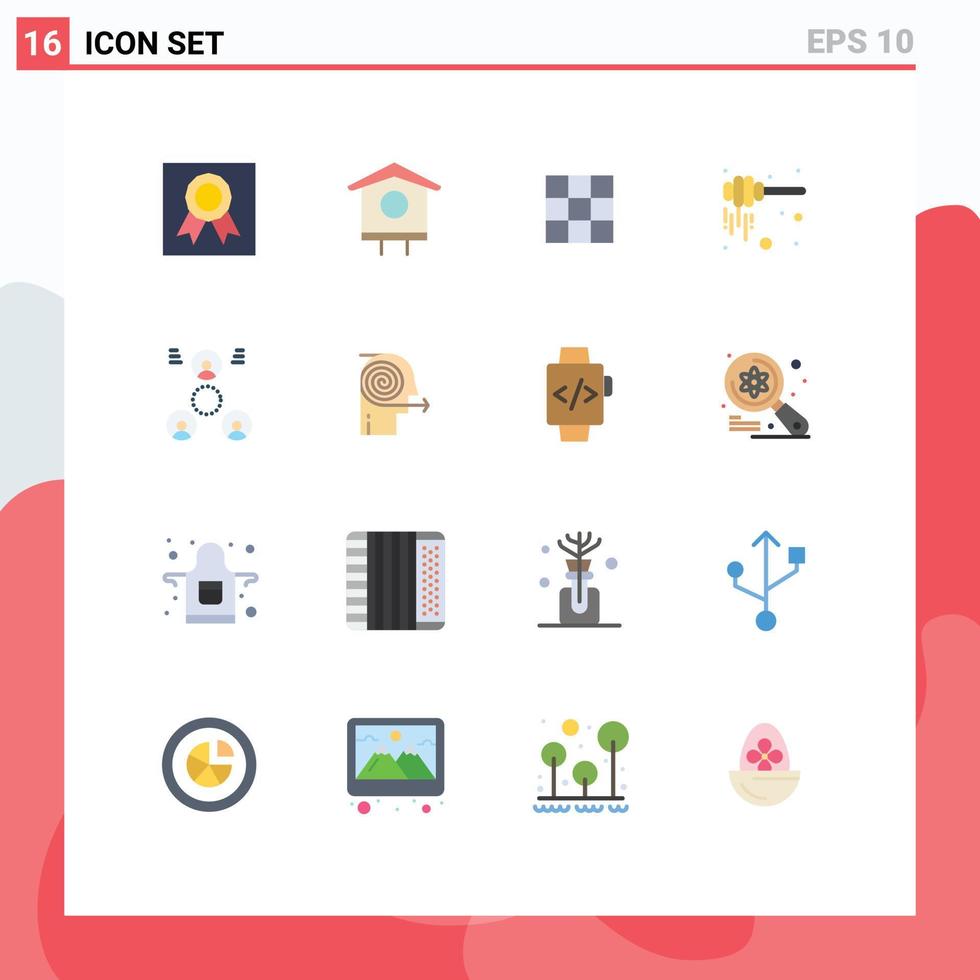 User Interface Pack of 16 Basic Flat Colors of employee nectar feed honey dipper dipper Editable Pack of Creative Vector Design Elements