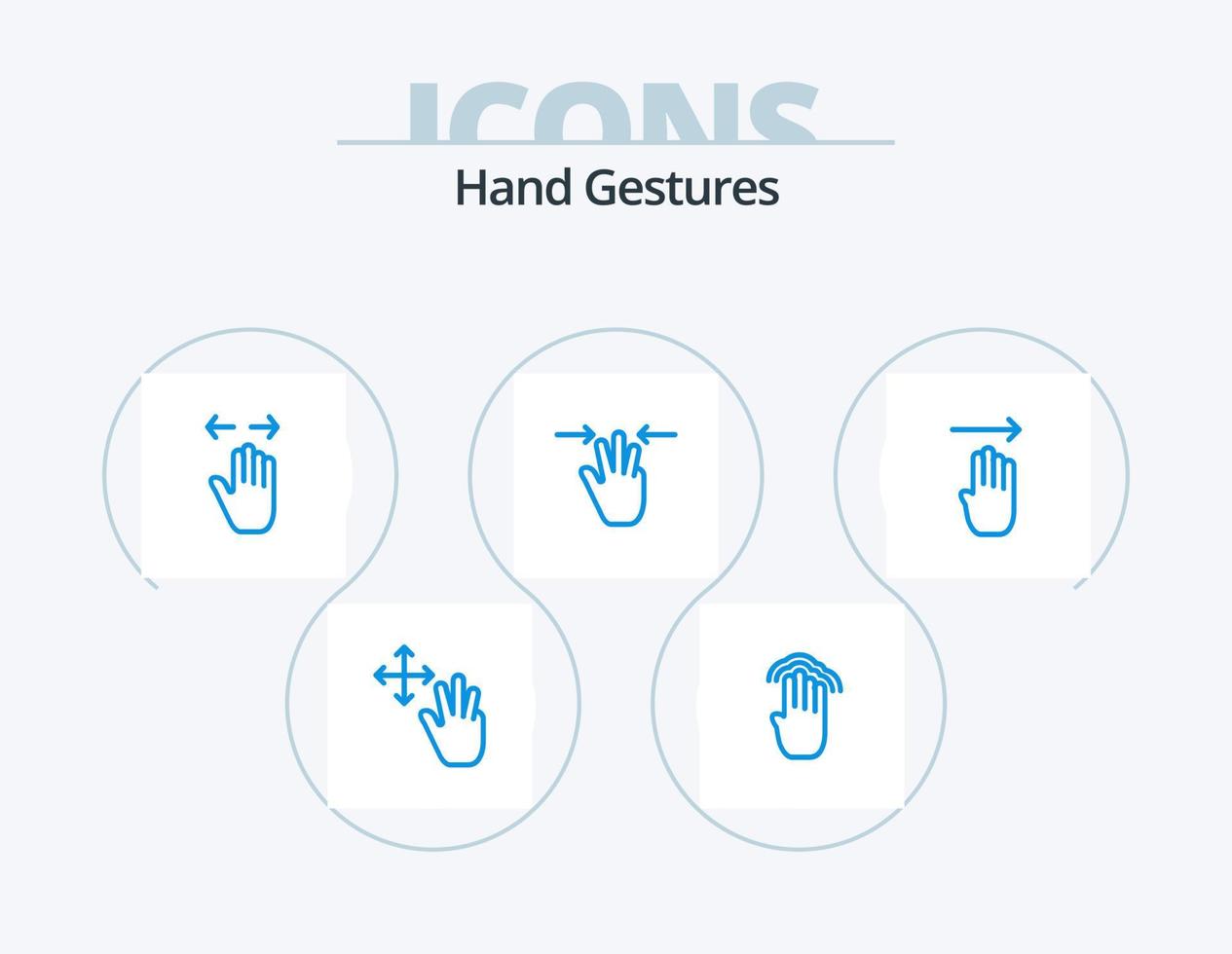 Hand Gestures Blue Icon Pack 5 Icon Design. three fingers. hand. multiple tap. gestures. right vector