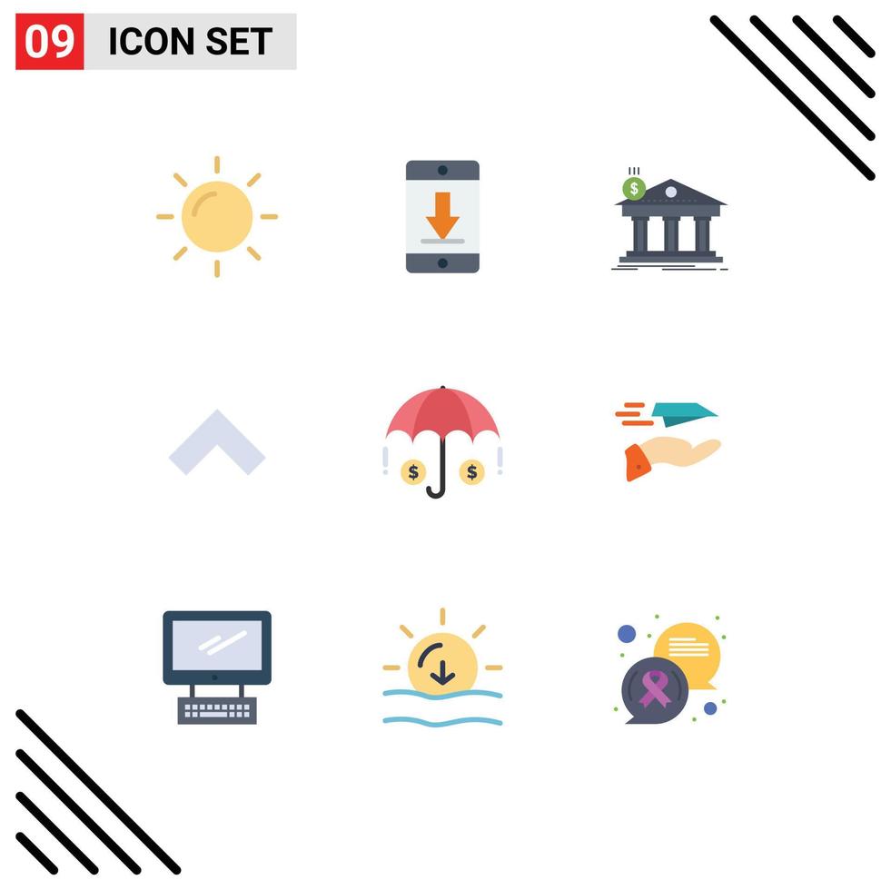 Set of 9 Modern UI Icons Symbols Signs for insurance forward architecture up federal Editable Vector Design Elements