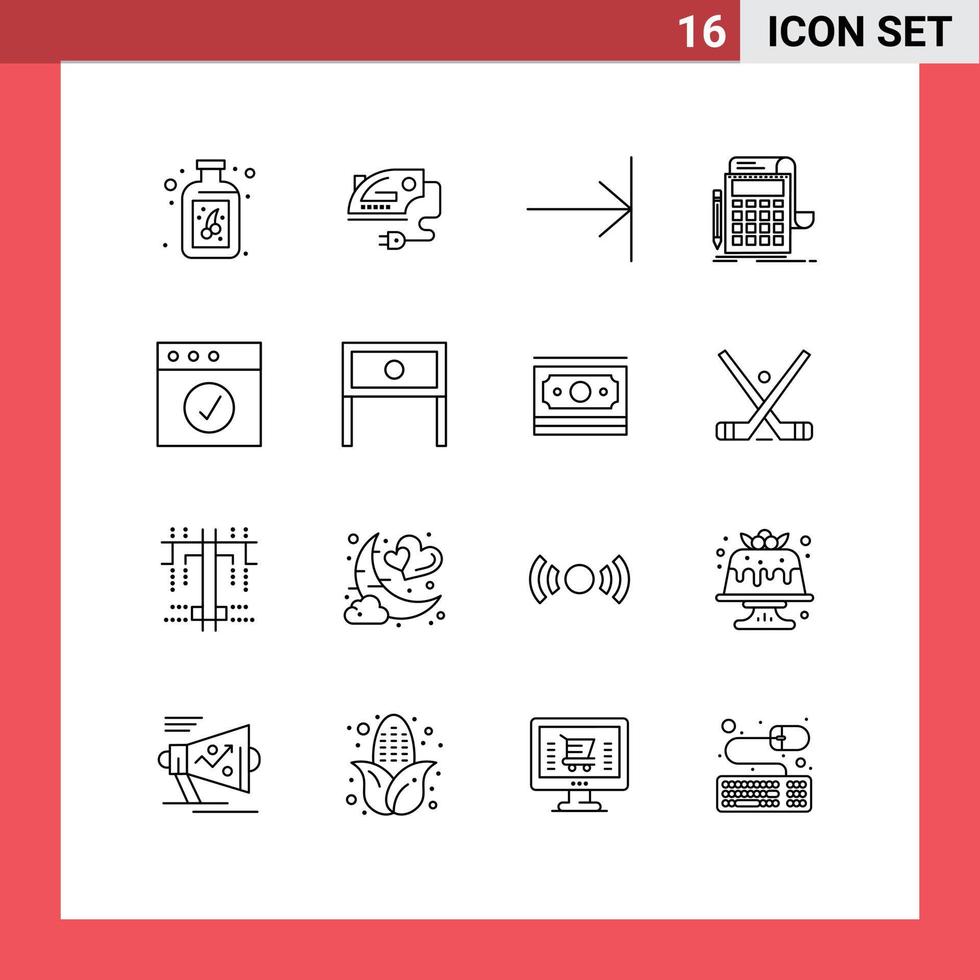 User Interface Pack of 16 Basic Outlines of mac app end calculator banking Editable Vector Design Elements