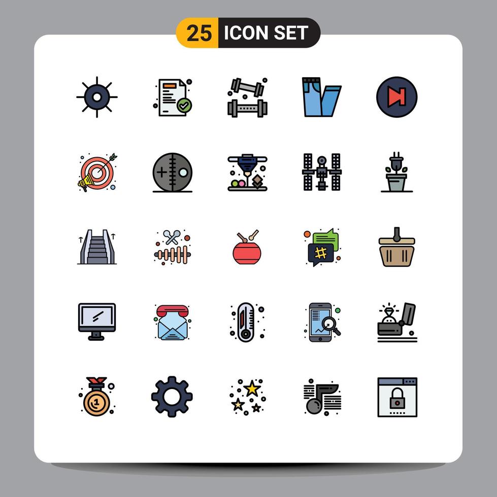 Set of 25 Modern UI Icons Symbols Signs for next arrow athletics pants fashion Editable Vector Design Elements